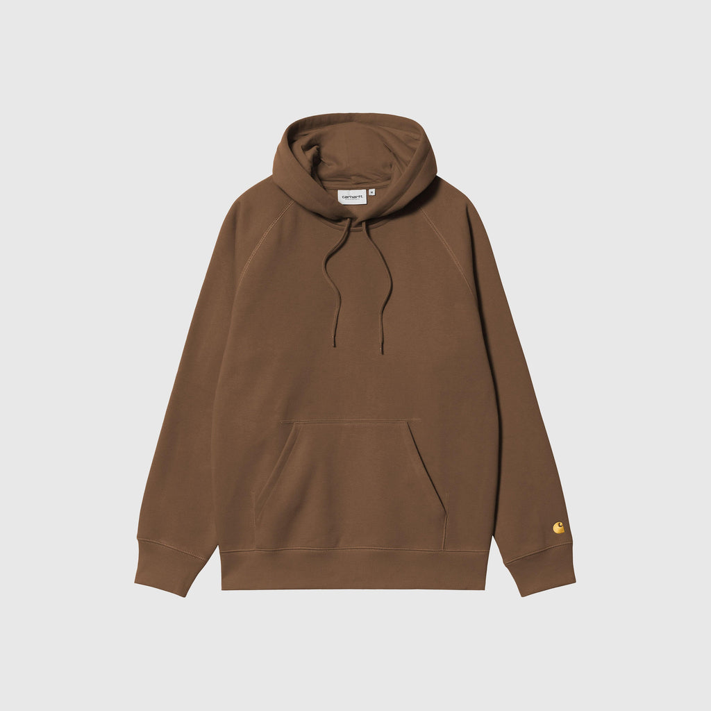 Carhartt WIP Hooded Chase Sweat - Chocolate / Gold - Front