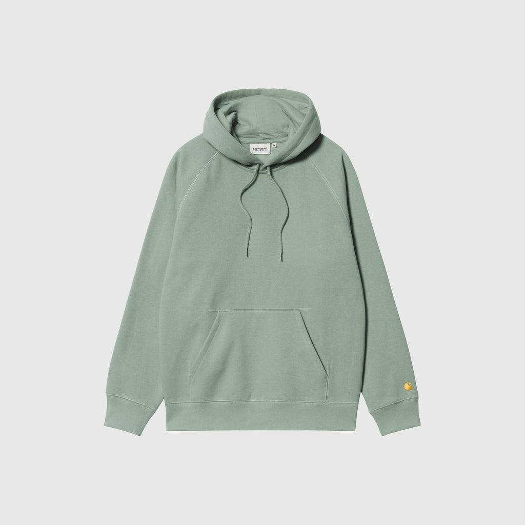 Carhartt WIP Hooded Chase Sweat - Frosted Green / Gold - Front