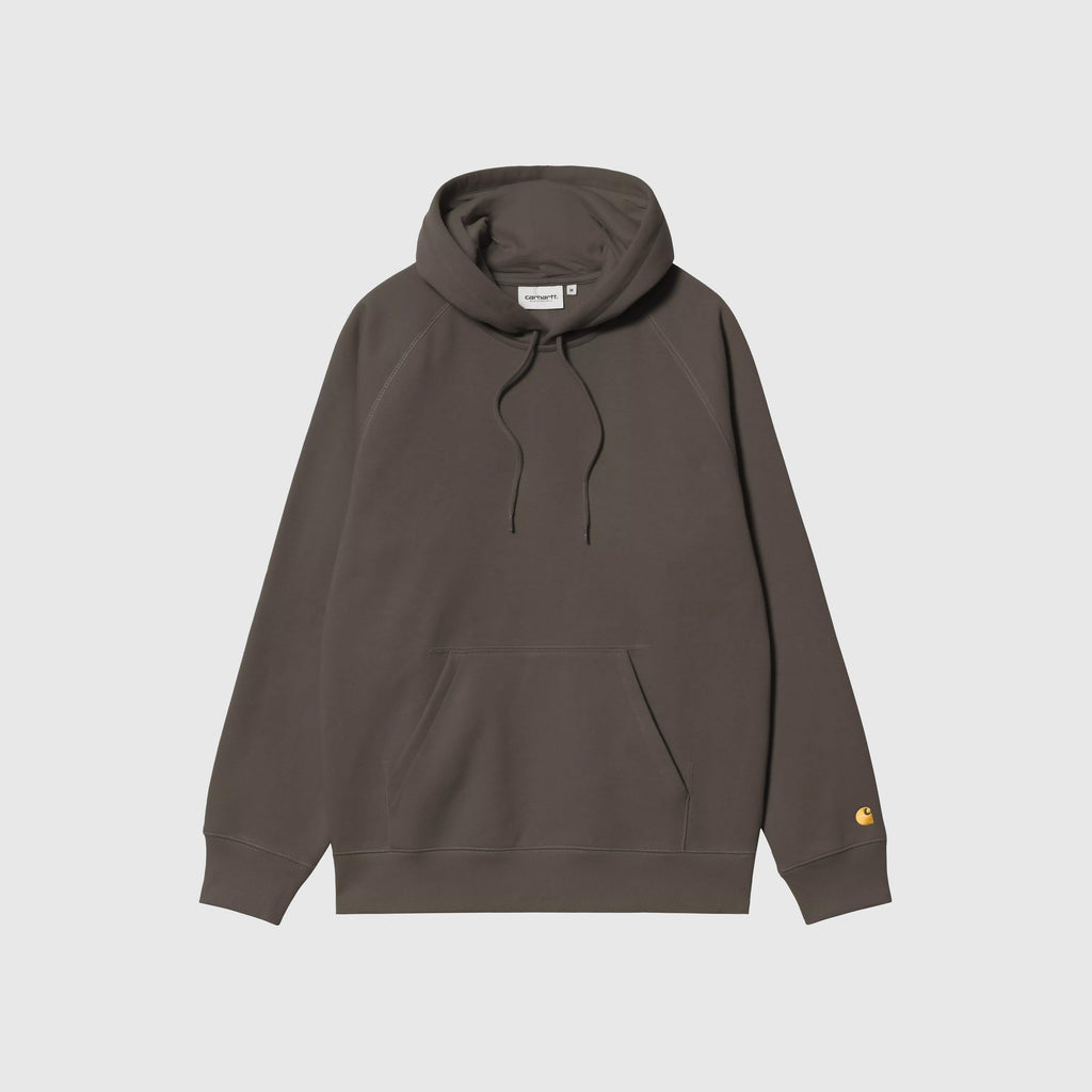 Carhartt WIP Hooded Chase Sweat - Shungite / Gold - Front