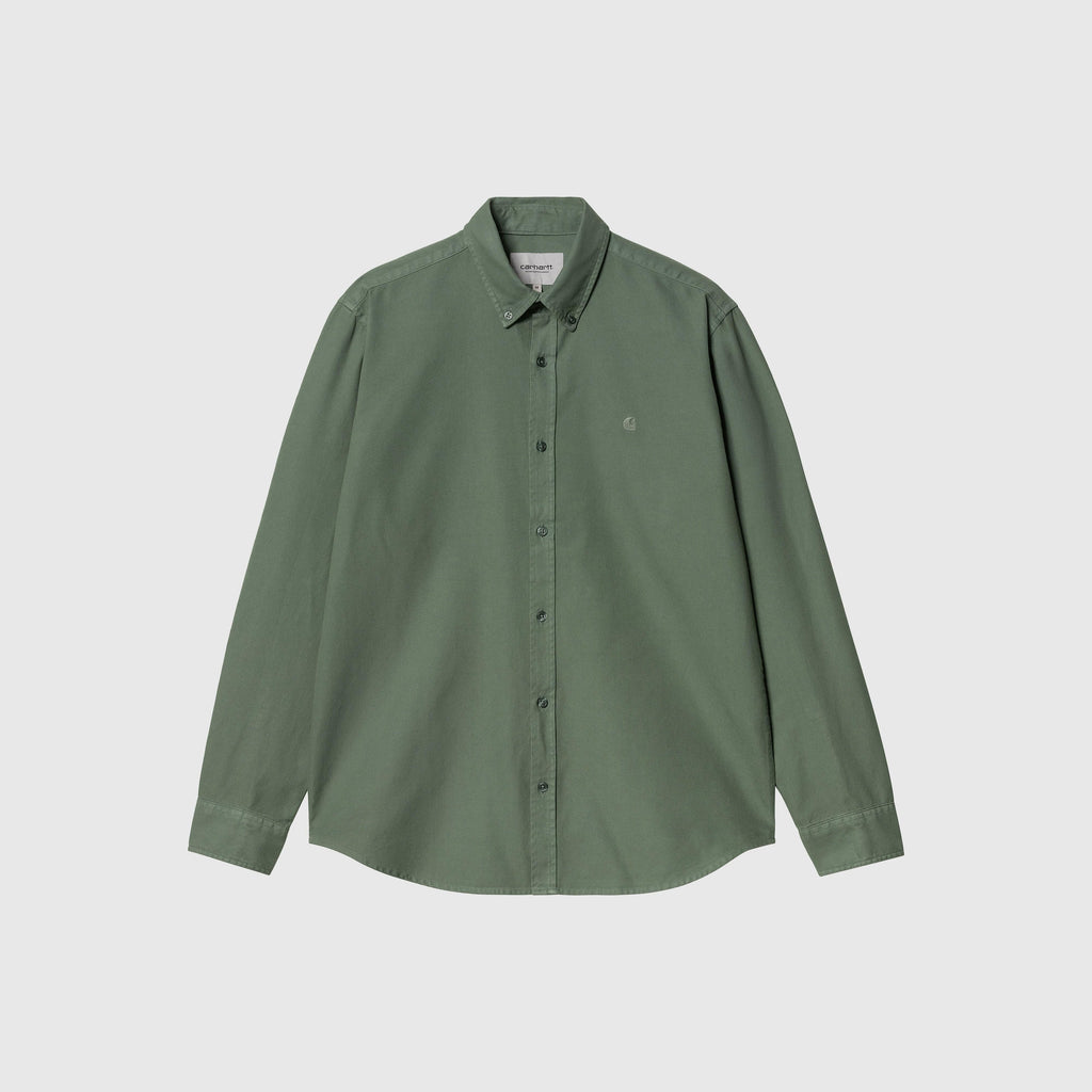 Carhartt WIP L/S Bolton Shirt - Duck Green Garment Dyed - Front