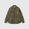 Carhartt WIP L/S Duck Shirt - Camo Duck Green / Office Green Garment Dyed - Front
