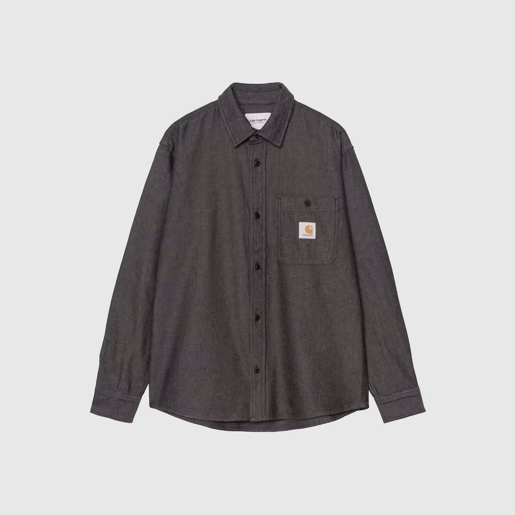 Carhartt WIP L/S Edgar Shirt - Black / Wax - Front