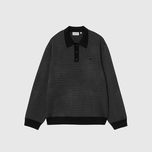 Carhartt WIP L/S Lowis Polo - Lowis Houndstooth / Grey Heather - Front