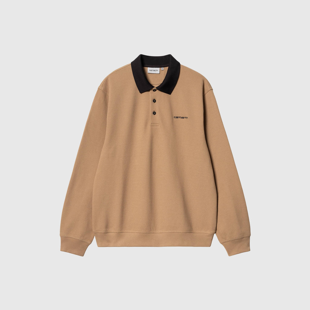 Carhartt WIP L/S Vance Rugby Shirt - Peanut / Black - Front