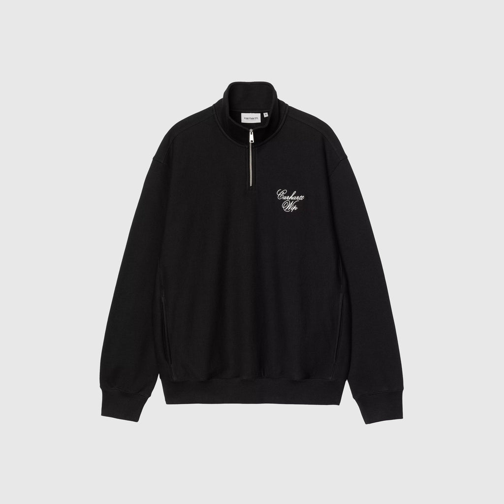 Carhartt WIP Longhand Half Zip Sweat - Black / White - Front