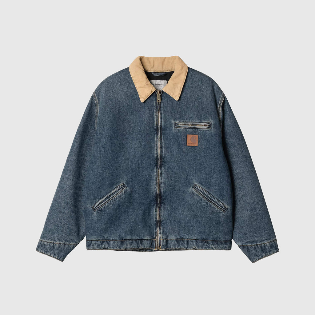 Carhartt WIP OG Detroit Jacket - Blue / Dusty H Brown Worn Used Wash - Front