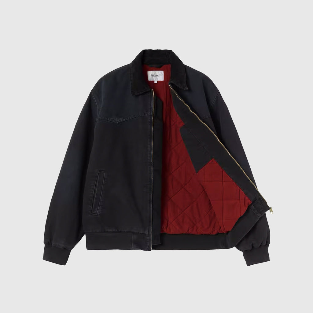 Carhartt WIP OG Santa Fe Jacket - Black / Black Grind Wash - Front Open