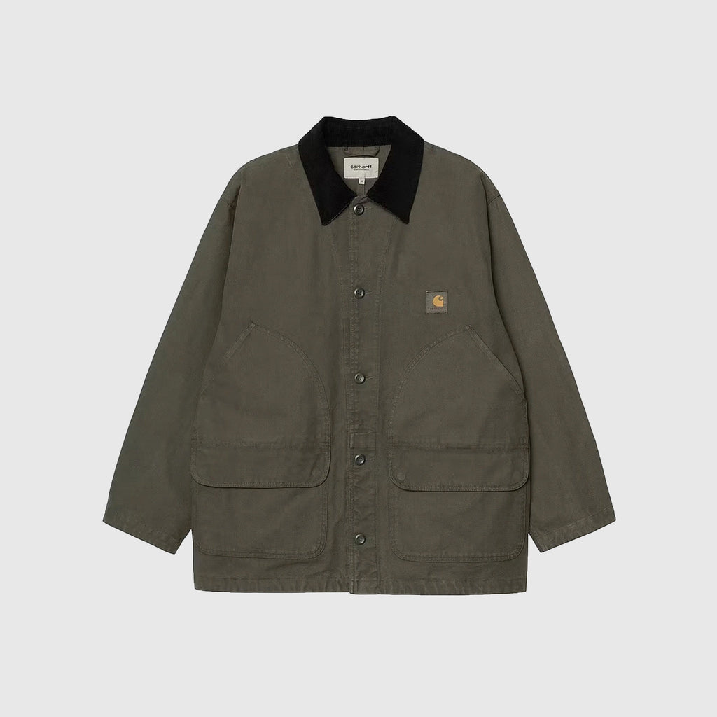 Carhartt WIP Prescott Coat - Oxide Green / Black Garment Dyed - Front