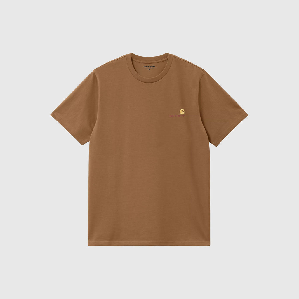 Carhartt WIP SS American Script Tee - Hamilton Brown - Front