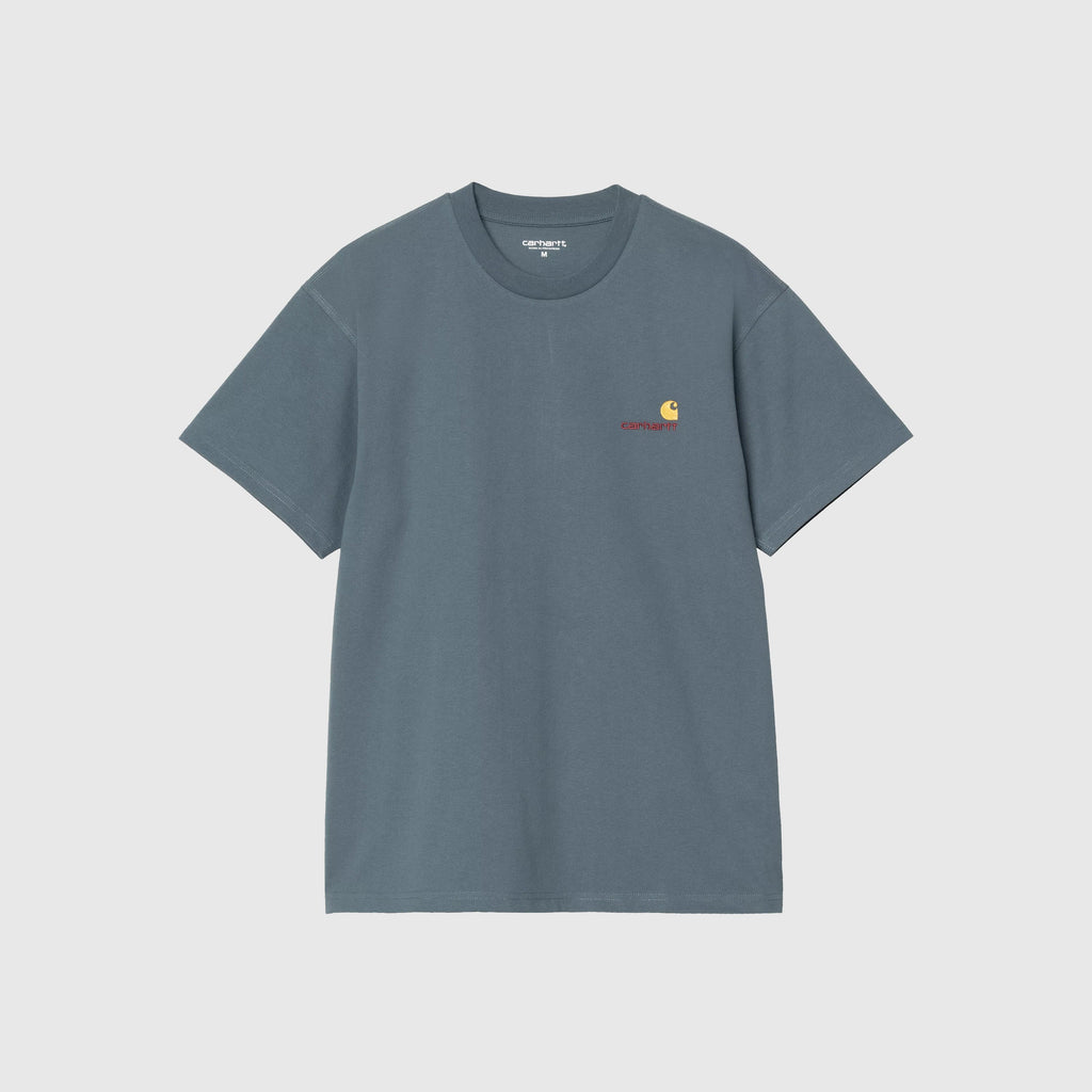 Carhartt WIP SS American Script Tee - Office Blue - Front
