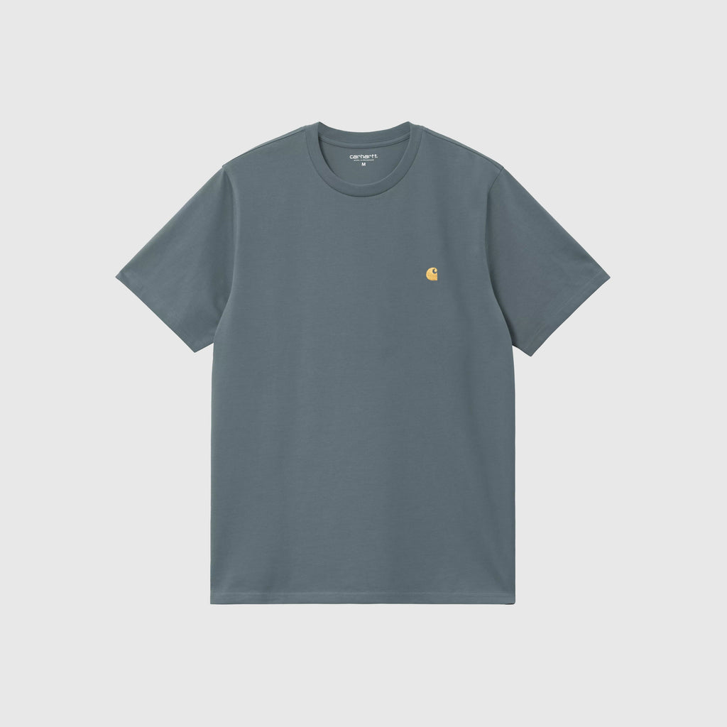 Carhartt WIP SS Chase Tee - Cosy Blue / Gold - Front