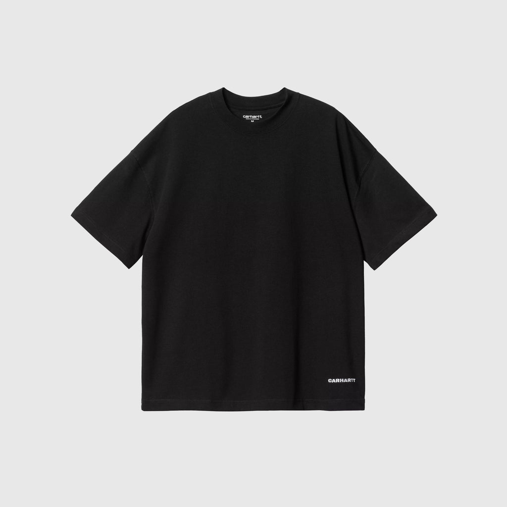 Carhartt WIP SS Link Script T Shirt - Black / White - Front
