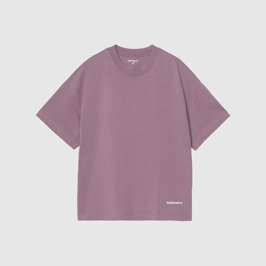 Carhartt WIP SS Link Script T Shirt - Phlox / White - Front