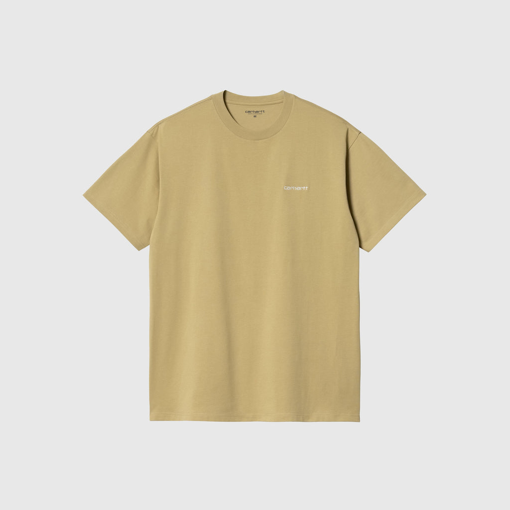Carhartt WIP SS Script Embroidery Tee - Agate / White - Front
