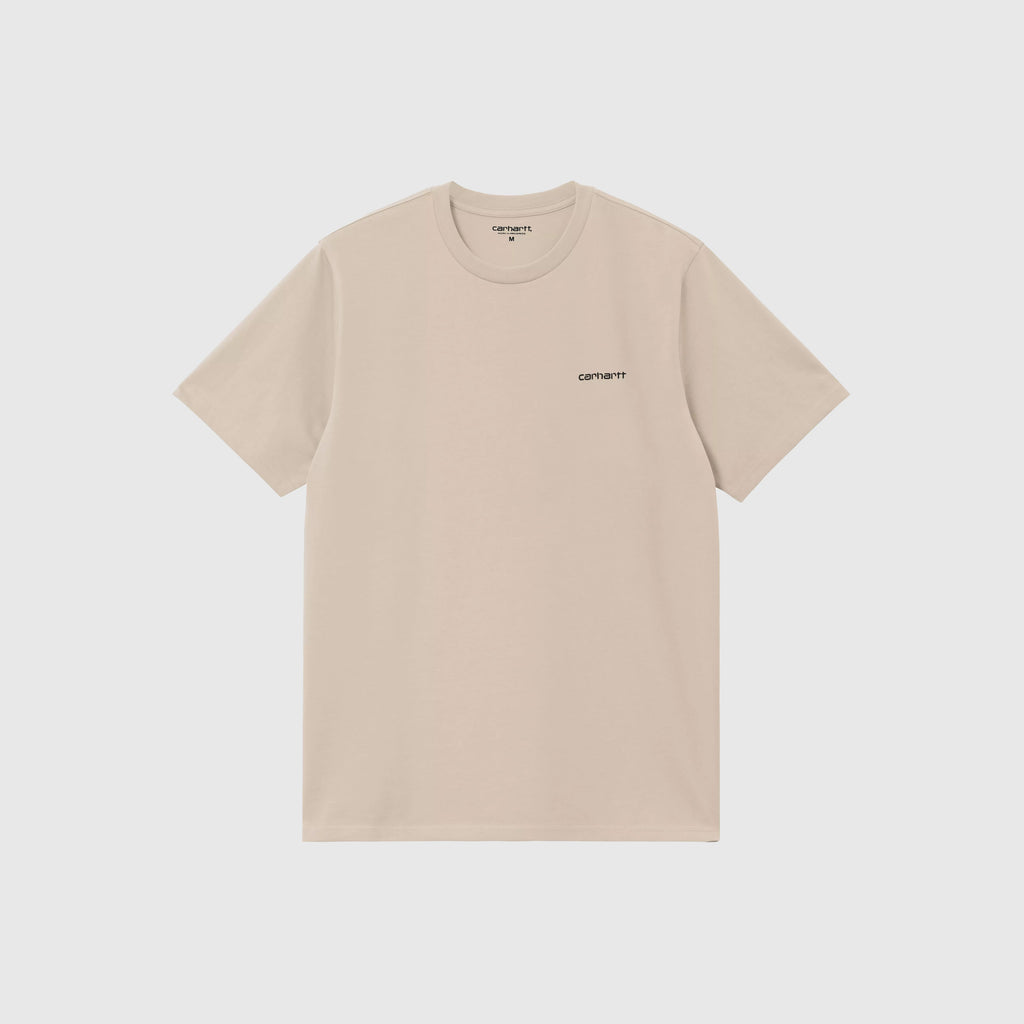 Carhartt WIP SS Script Embroidery Tee - Fleur De Sel / Black - Front