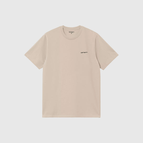 Carhartt WIP SS Script Embroidery Tee - Fleur De Sel / Black - Front