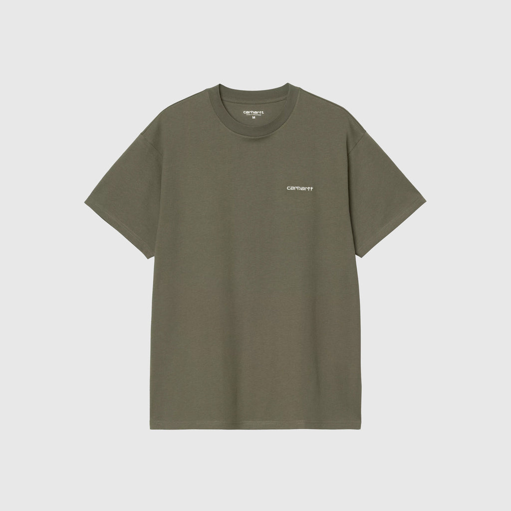 Carhartt WIP SS Script Embroidery Tee - Leaf / White - Front