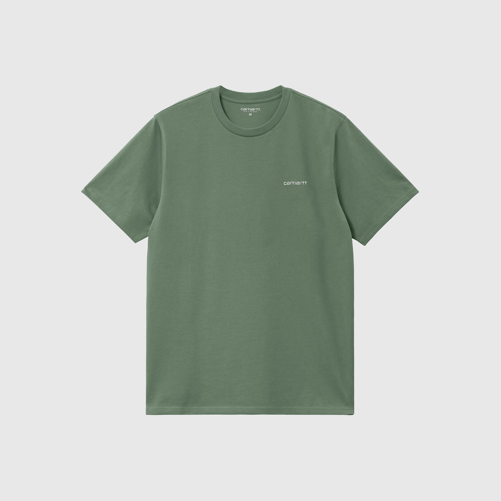 Carhartt WIP SS Script Embroidery Tee - Park / White - Front