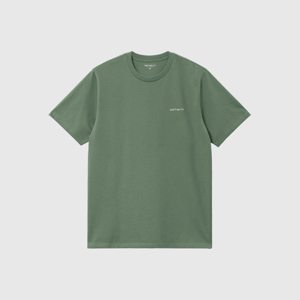 Carhartt WIP SS Script Embroidery Tee - Park / White - Front