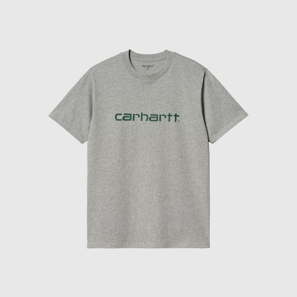 Carhartt WIP SS Script Tee - Grey Heather / Chervil - Front
