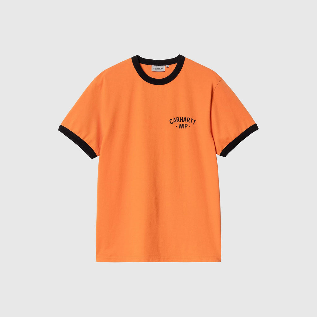 Carhartt WIP S/S 89 Ringer Tee - Pumpkin / Black Heavy Enzyme Wash - Front