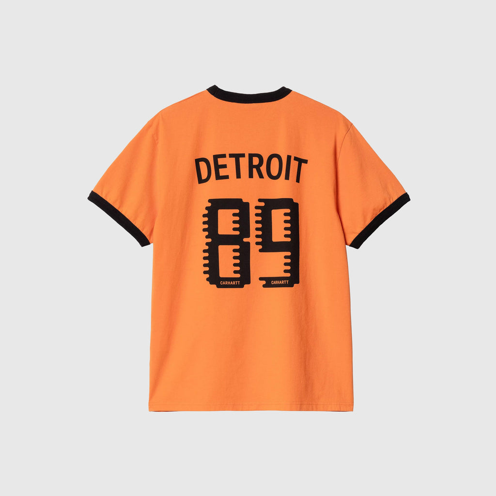 Carhartt WIP S/S 89 Ringer Tee - Pumpkin / Black Heavy Enzyme Wash - Back