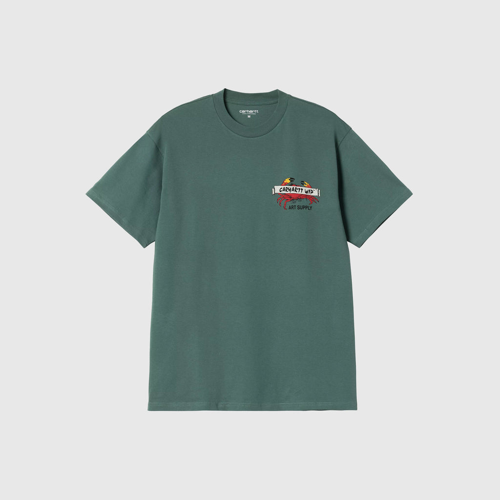 Carhartt WIP S/S Crab Paint Tee - Silver Pine - Front
