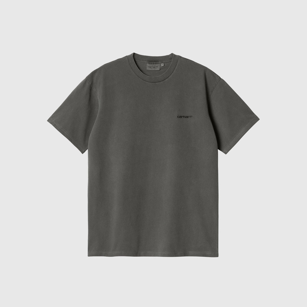 Carhartt WIP S/S Duster Script T Shirt - Black Garment Dyed - Front