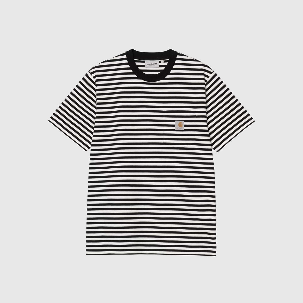 Carhartt WIP S/S Ezra Pocket Tee - Ezra Stripe / Black / Wax - Front