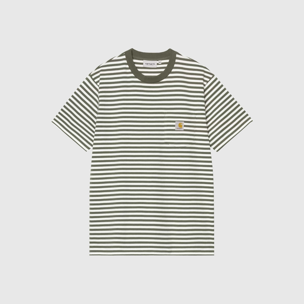 Carhartt WIP S/S Ezra Pocket Tee - Ezra Stripe / Leaf / Wax - Front