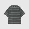 Carhartt WIP S/S Hanson Tee - Hanson Stripe / Kale Green Garment Dyed - Front