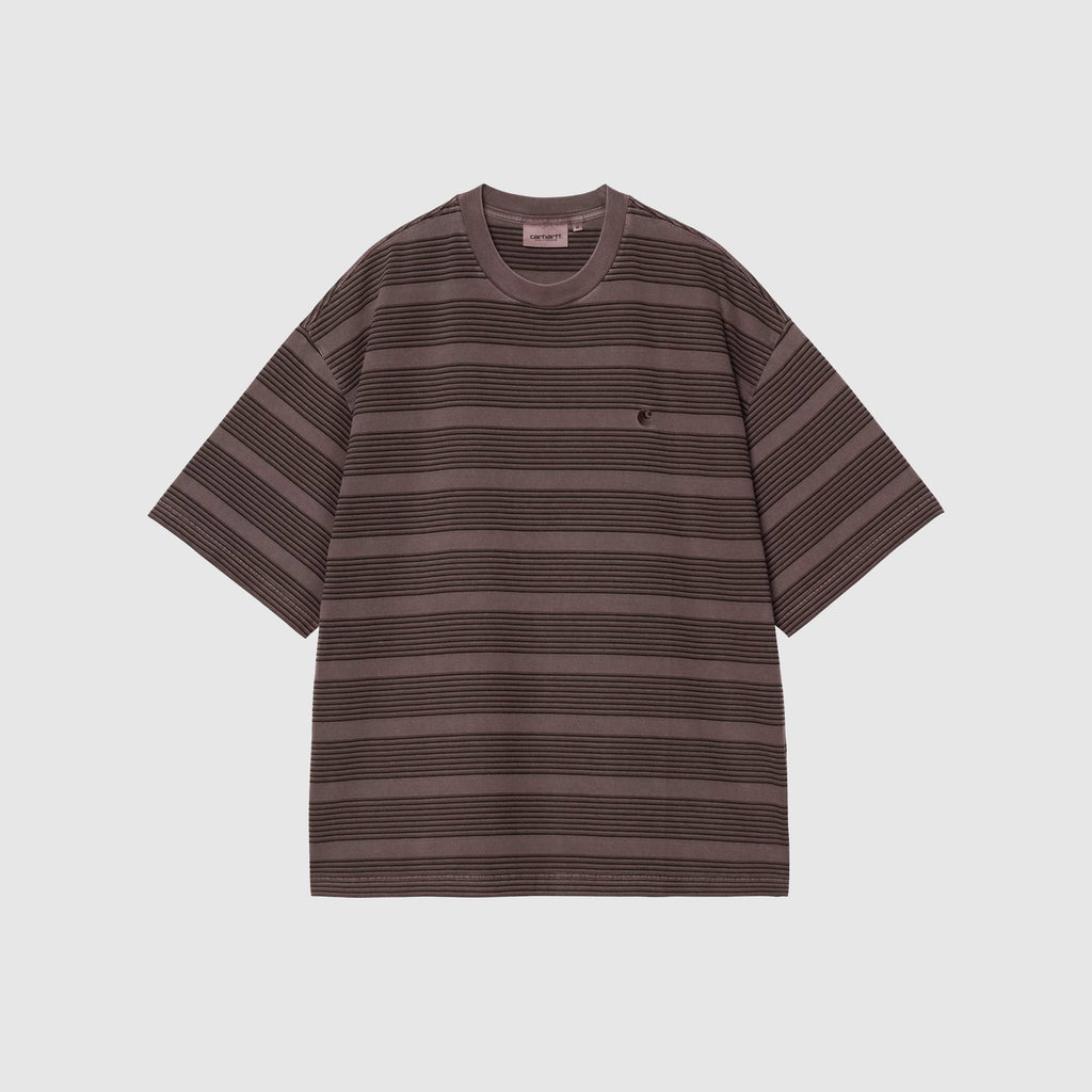 Carhartt WIP S/S Hanson Tee - Hanson Stripe / Palisander Garment Dyed - Front