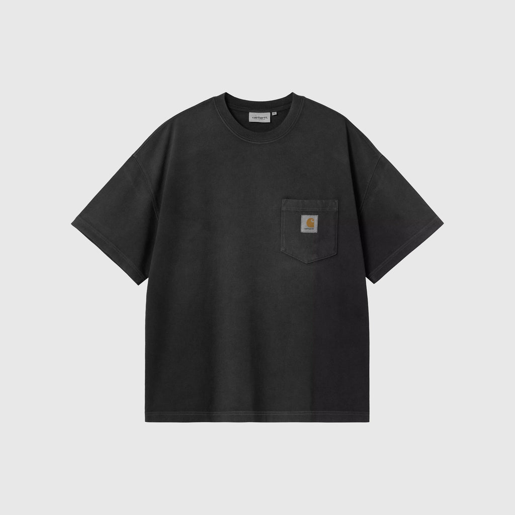 Carhartt WIP S/S Hudson Pocket Tee - Black Chalk Wash - Front