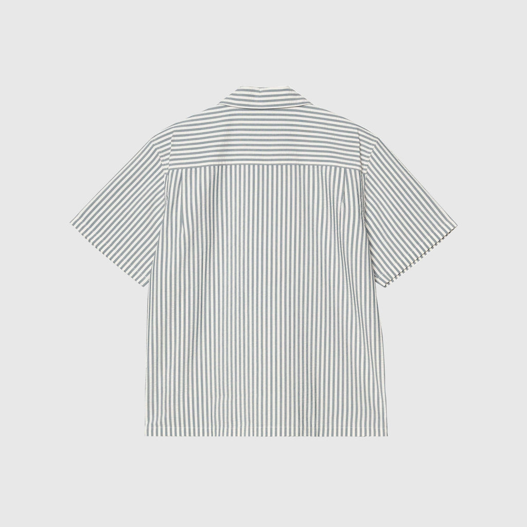 Carhartt WIP S/S Leavel Shirt - Leavel Stripe / Blue River - Back
