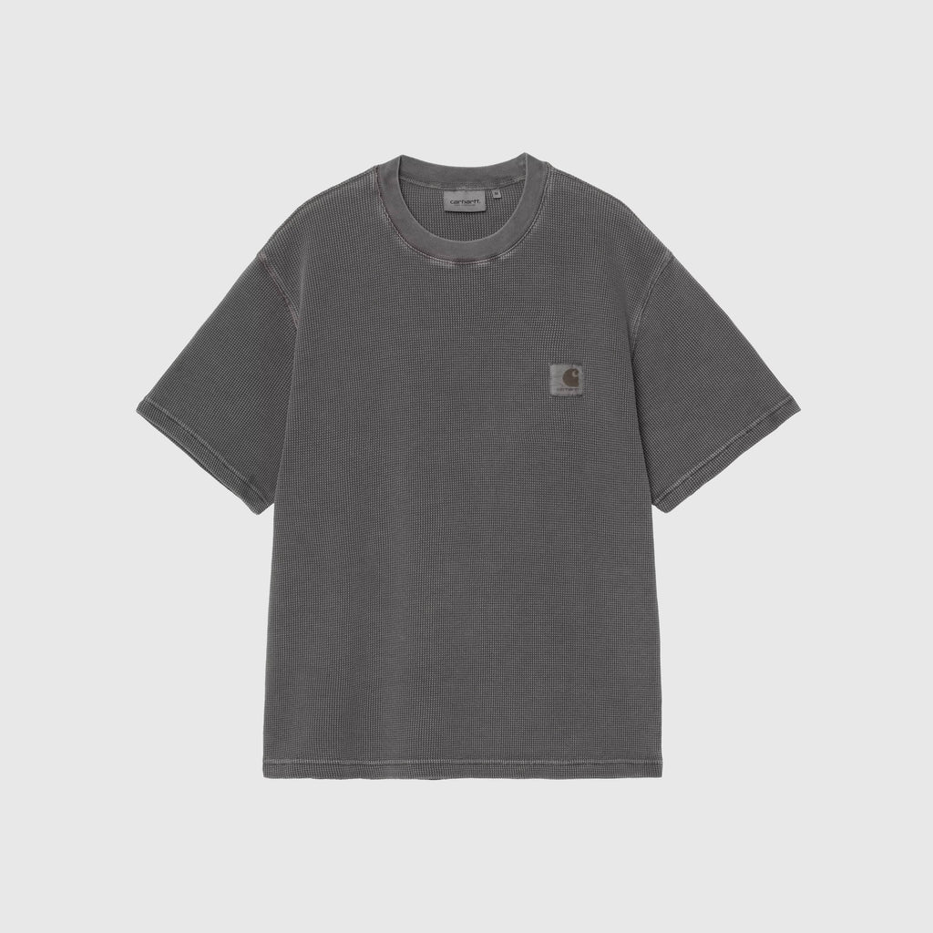 Carhartt WIP S/S Nelson Waffle T-Shirt - Black Garment Dyed - Front