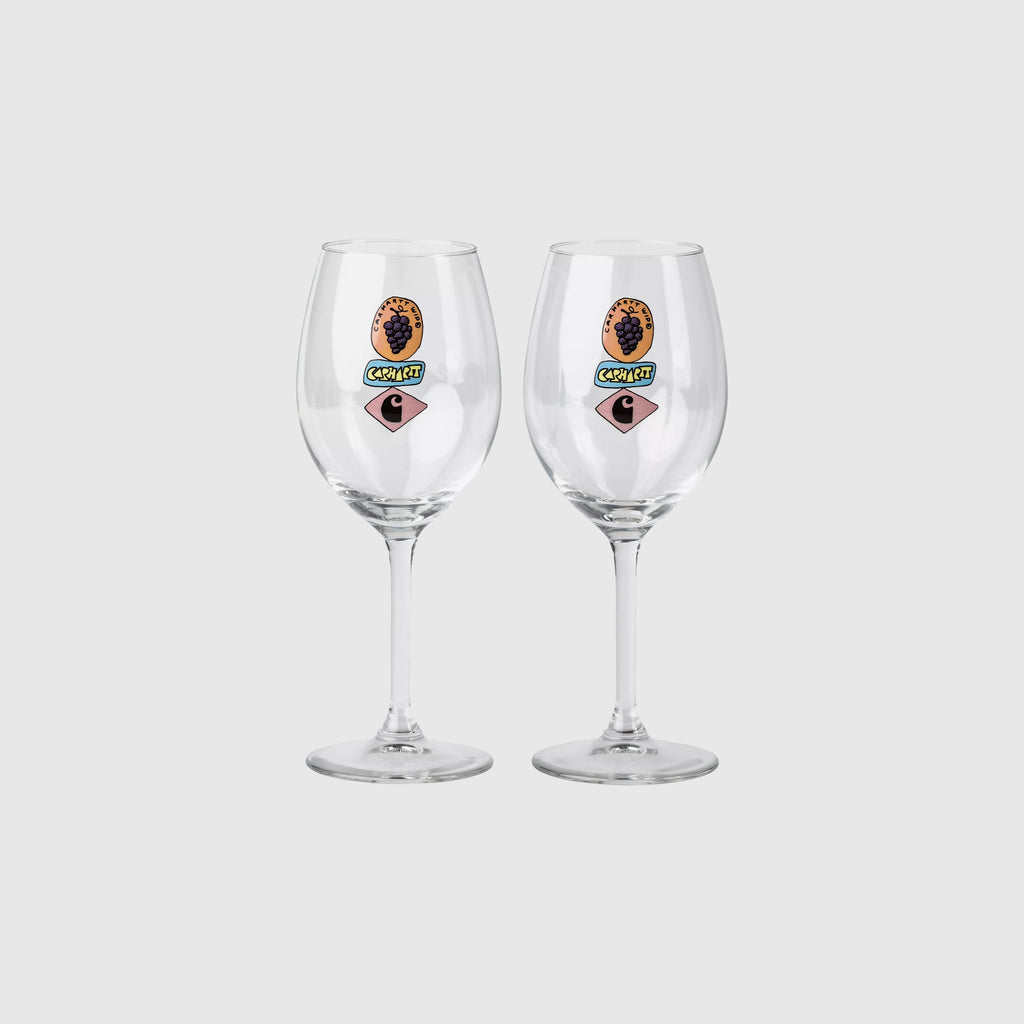 Carhartt WIP Stacked Grapes Wine Glass Set - Clear - Front
