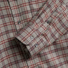 Portuguese Flannel Cedar Shirt - Grey / Bordeaux - Front Close Up