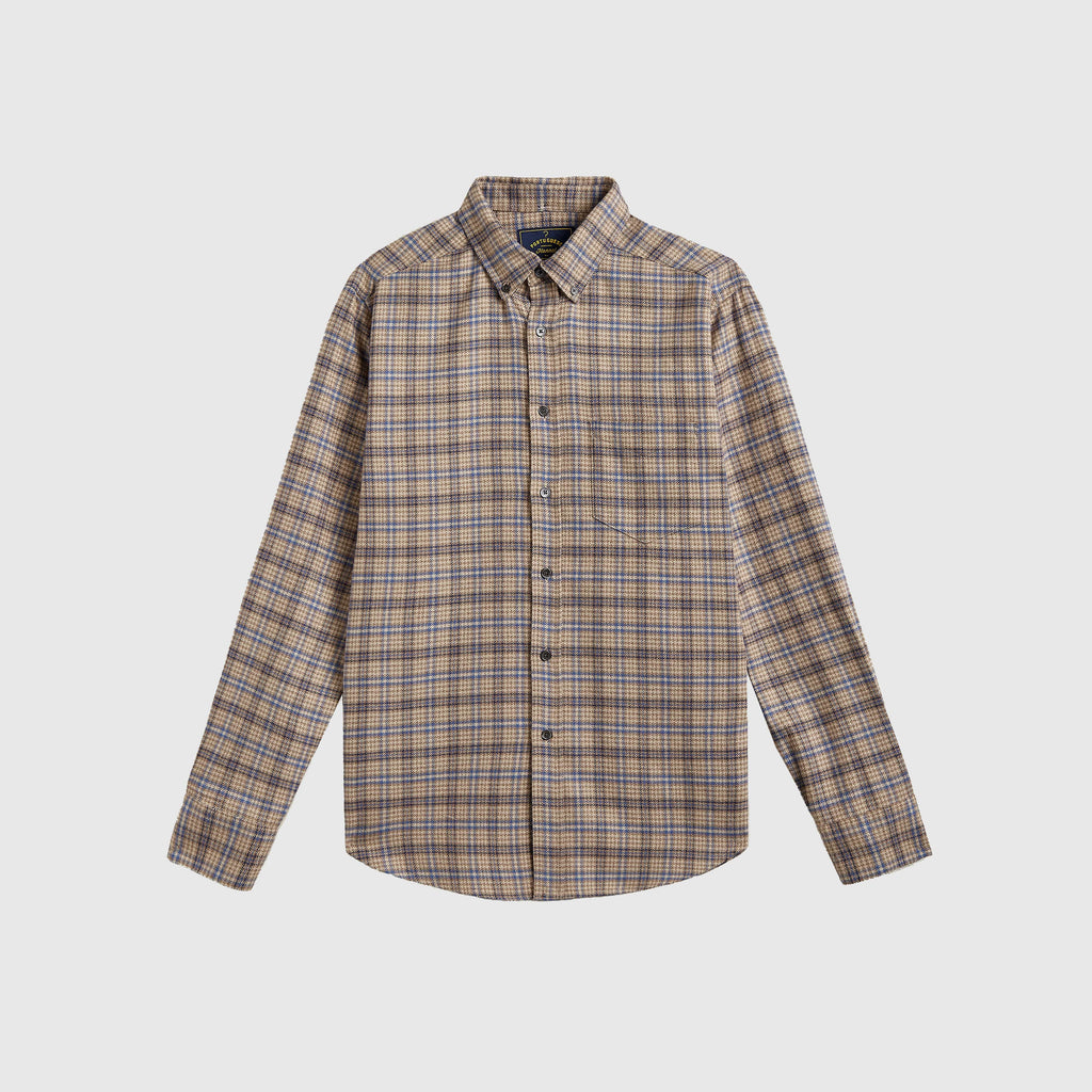 Portuguese Flannel Cedar Shirt - Brown / Blue - Front