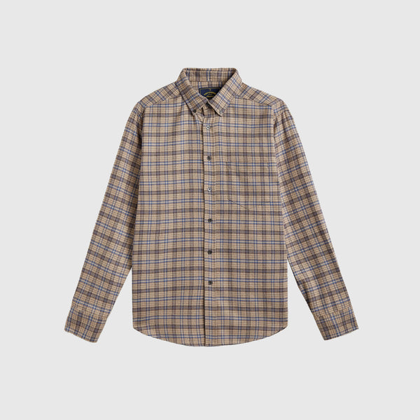 Portuguese Flannel Cedar Shirt - Brown / Blue - Front