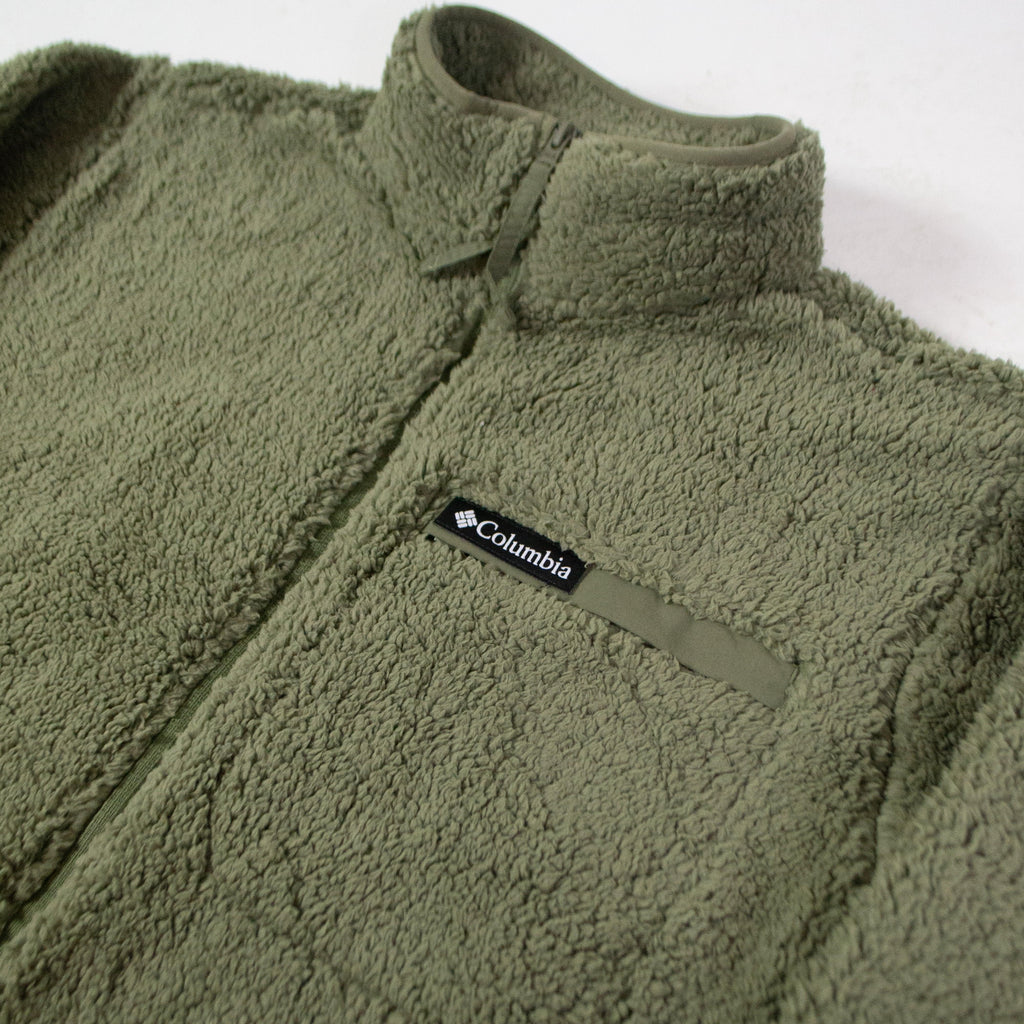 Columbia Rugged Ridge High Pile Full Zip - Stone Green Chest Close Up