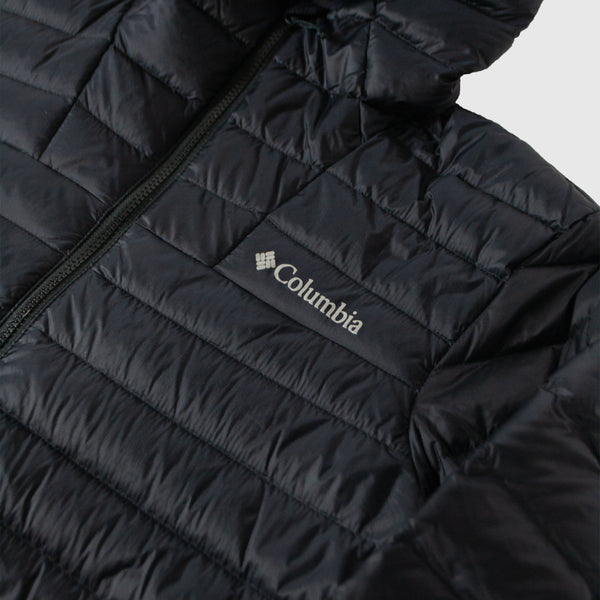 Columbia Corelite Down Hooded Jacket - Black - Front Close Up