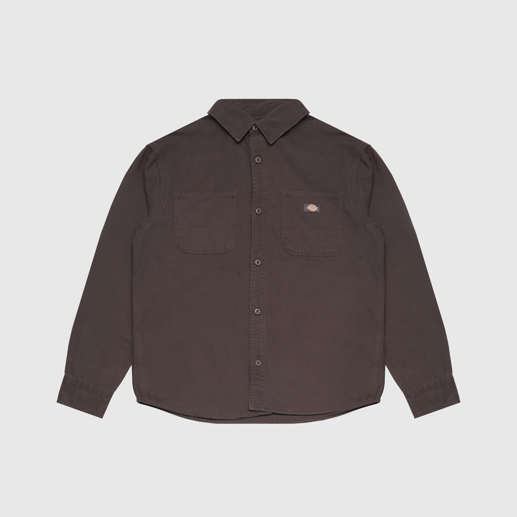 Dickies Duck Canvas LS Shirt - Dark Brown - Front