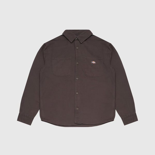 Dickies Duck Canvas LS Shirt - Dark Brown - Front