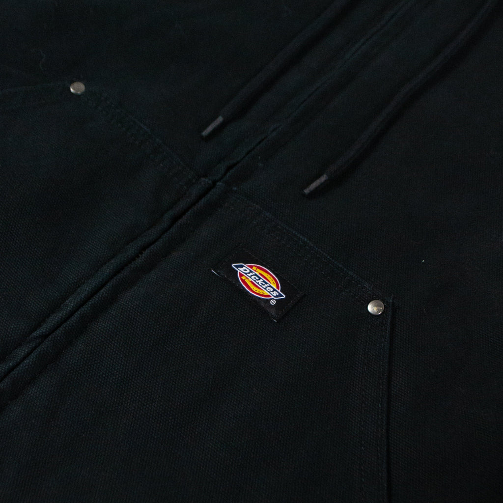 Dickies Hilham Hooded Canvas Jacket - Black Woven Brand Tab 