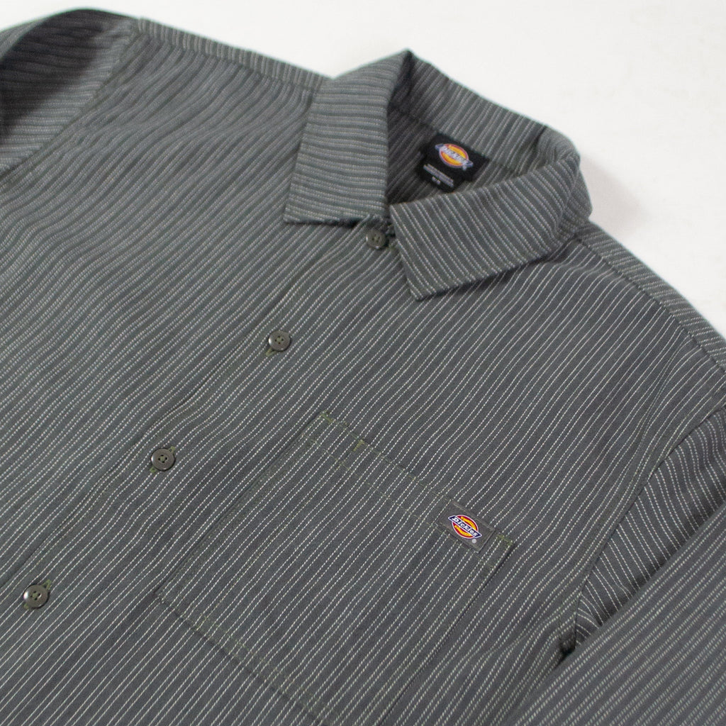 Dickies Lima Pinstripe Shirt - Charcoal Close up