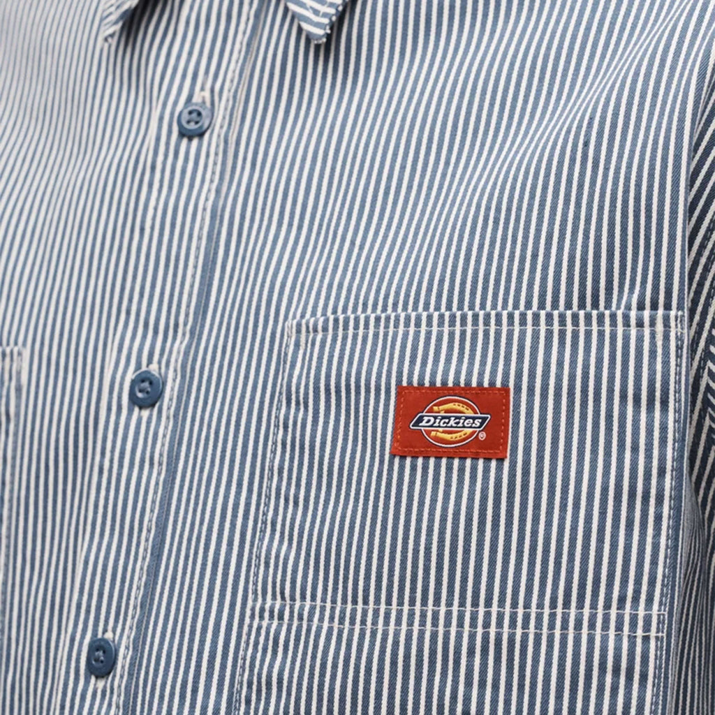 Dickies Hickory Work Shirt - Retro Indigo - Front Close Up