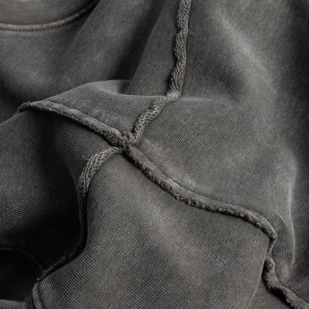 Dime Reverse Stitch Crewneck - Charcoal Washed - Front Close Up