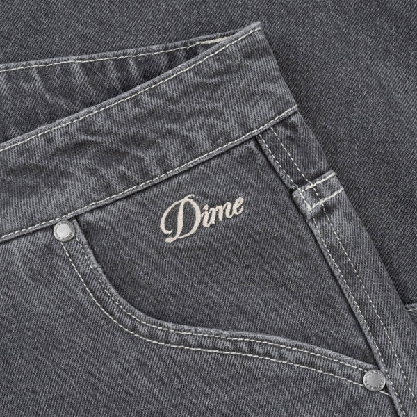Dime Classic Denim Shorts - Faded Black - Close Up
