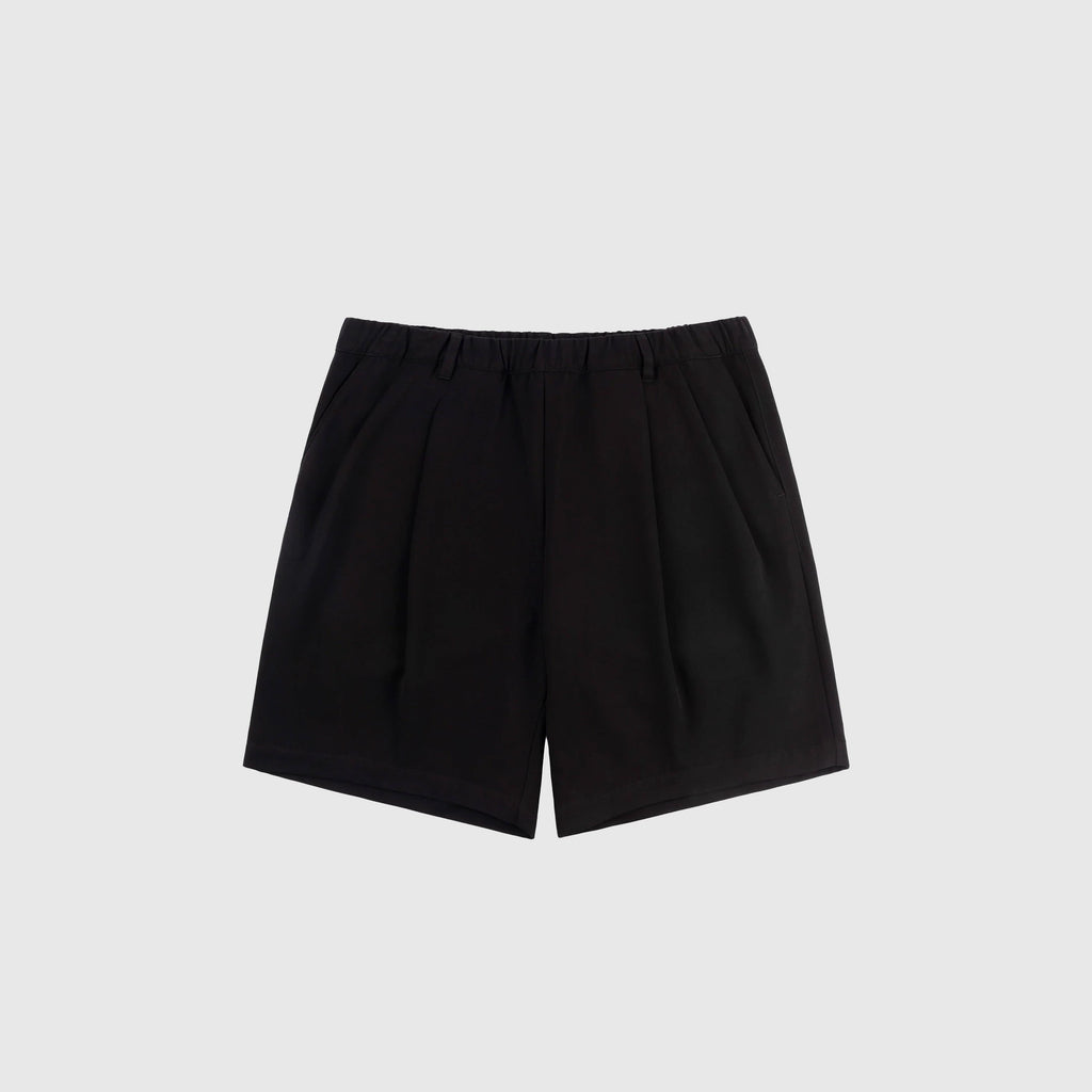 Dime Pleated Twill Shorts - Black - Front