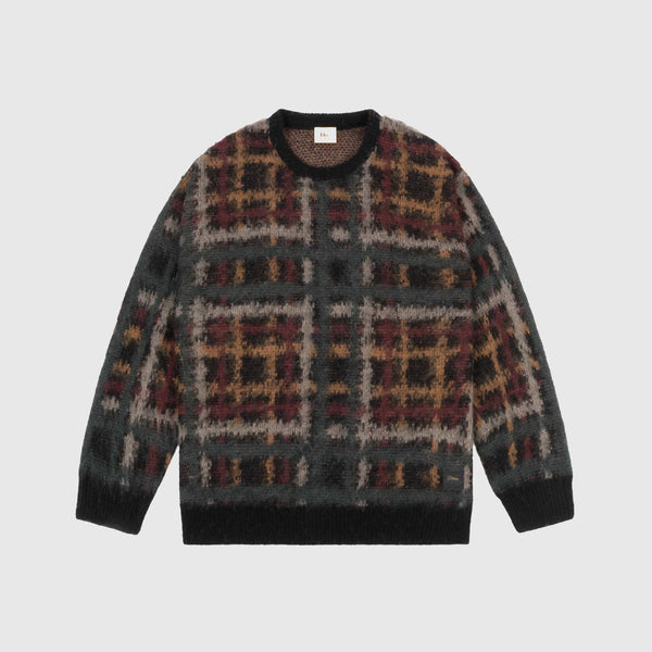 Dime Plaid Mohair Knit - Black - Front